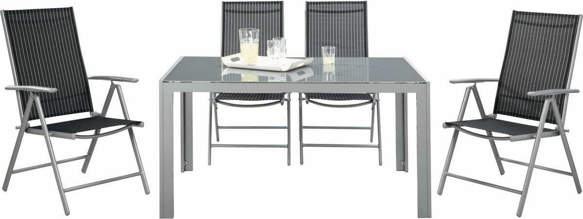 VRTNA SKLOPIVA STOLICA  crna, srebrne boje, bijela  metal, tekstil      - bijela/srebrne boje, Basics, metal/tekstil (56/106/64cm) - Ambia Garden