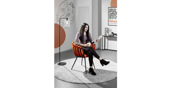 ARMLEHNSTUHL in Aluminium Velours - Schwarz/Orange, LIFESTYLE, Textil/Metall (60/78/55cm) - Landscape