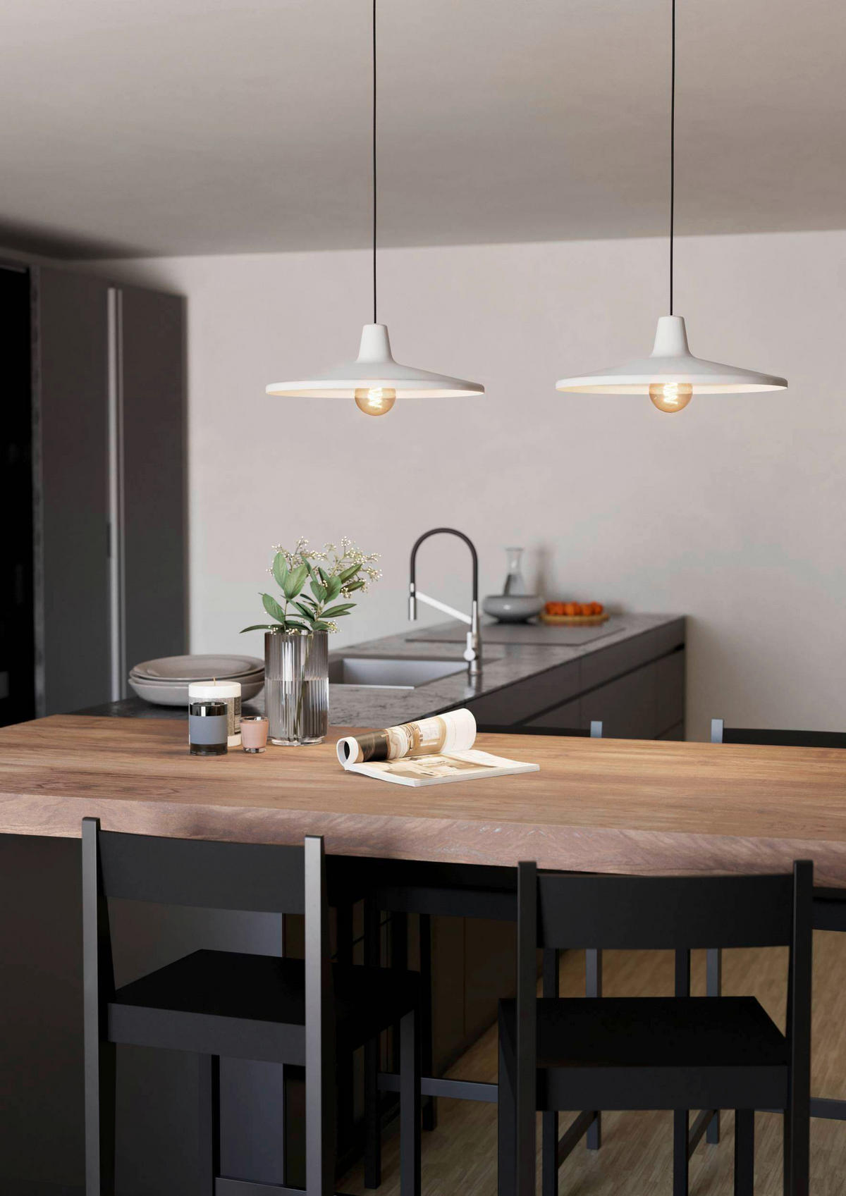 HÄNGELEUCHTE 99,5/42/110 cm  - Schwarz/Grau, Design, Metall (99,5/42/110cm) - Eglo