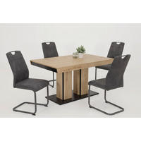 TISCHGRUPPE Anthrazit, Eiche Artisan  - Anthrazit/Eiche Artisan, MODERN, Textil/Metall (140 - 220/76/90cm) - MID.YOU