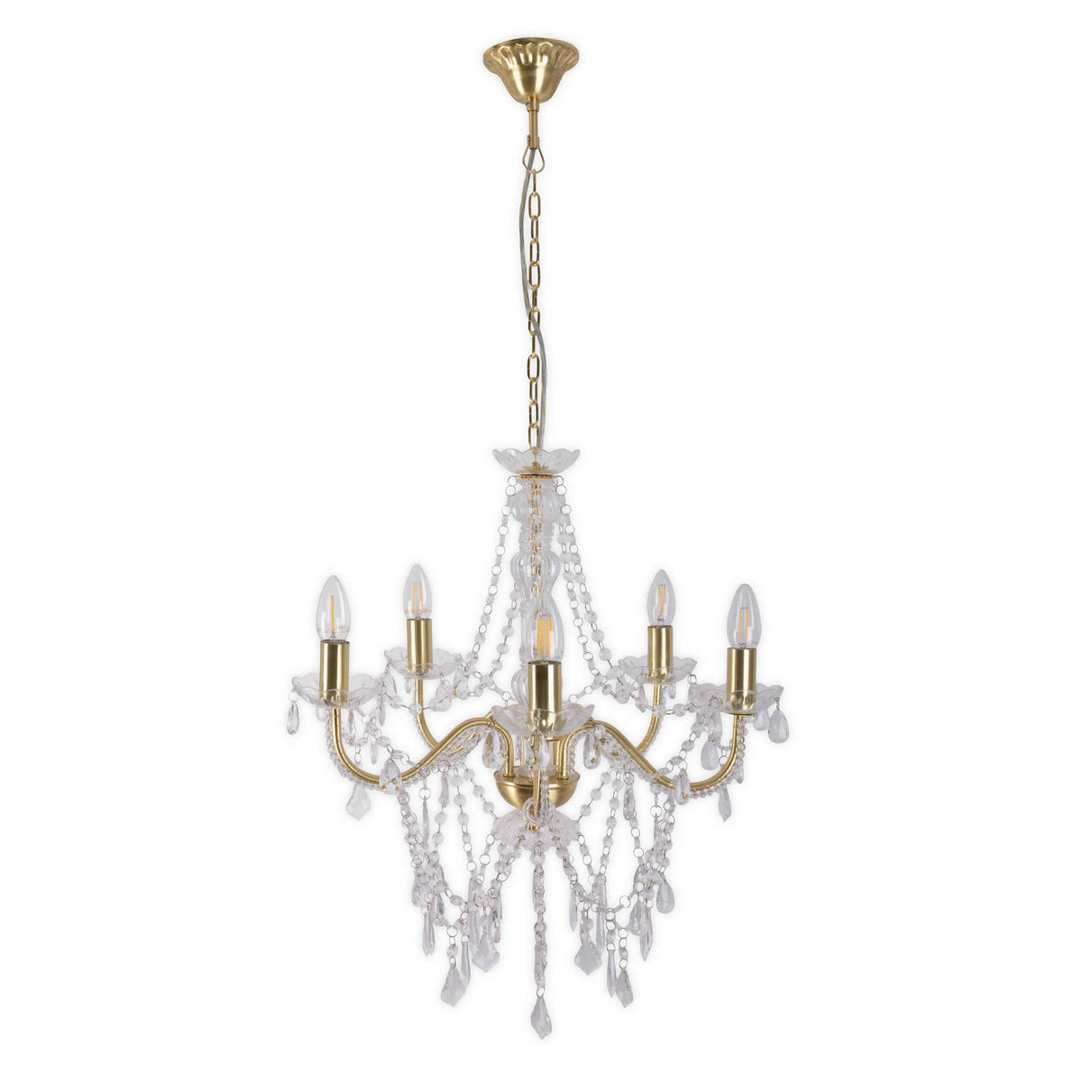 KRONLEUCHTER CECILIA 52/85 cm   - Goldfarben, ROMANTIK / LANDHAUS, Kunststoff/Metall (52/85cm) - Näve