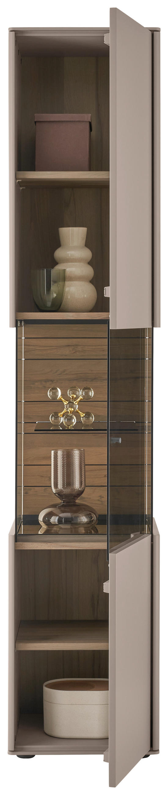 VITRINE Buchefarben, Sandfarben  43/206/43 cm  - Sandfarben/Buchefarben, Design, Glas/Holz (43/206/43cm) - Johann Jakob