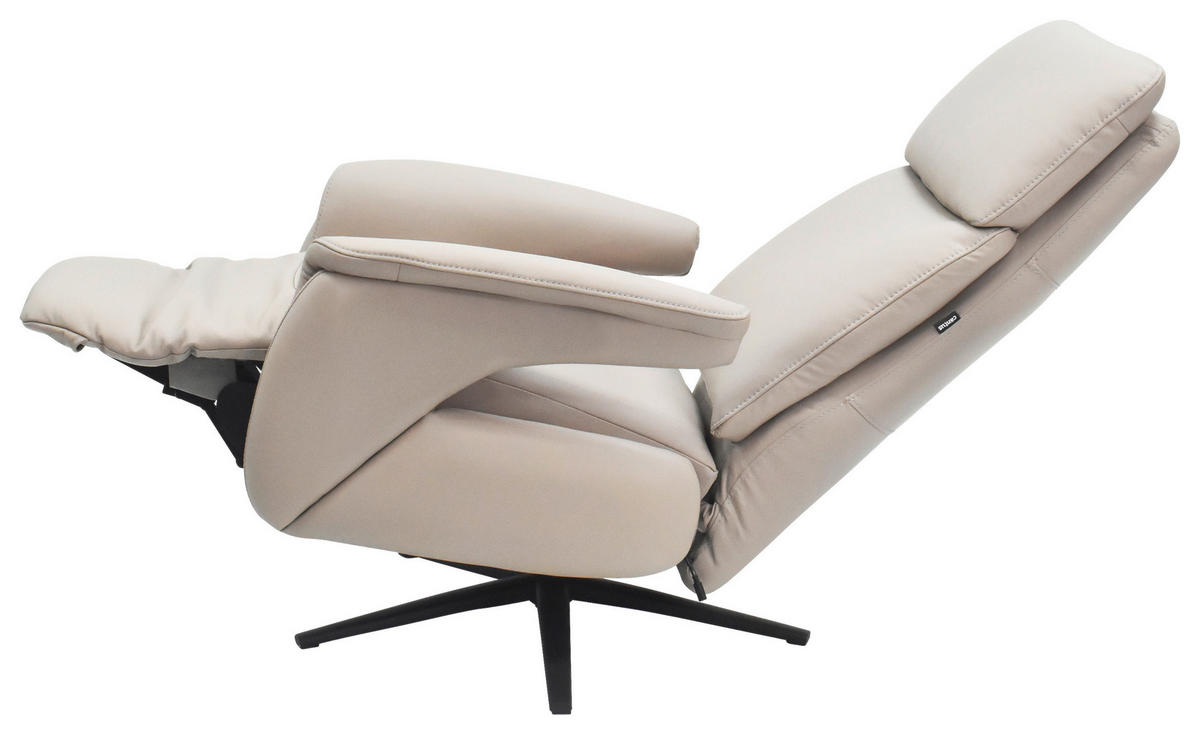 RELAXSESSEL Jessica beschichtet Kombination Echtleder/Lederlook    - Hellgrau/Schwarz, Design, Leder/Textil (74/100/89cm) - Cantus