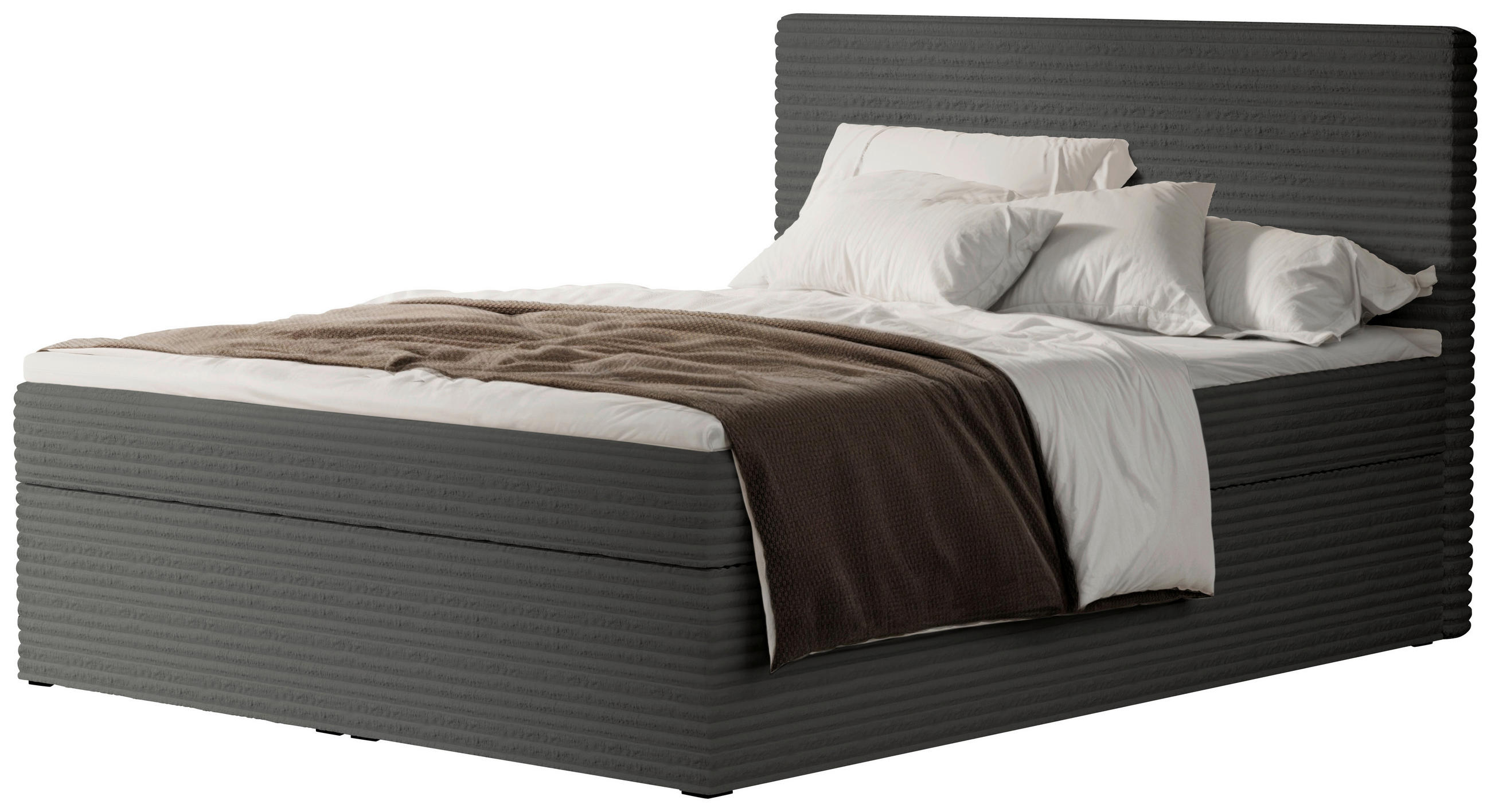 Boxbett Cordoba 180/200 cm  in Dunkelgrau  - Dunkelgrau/Schwarz, Basics, Holz/Kunststoff (180/200cm) - Livetastic