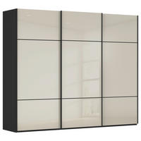 SCHWEBETÜRENSCHRANK 242/223/68 cm 3-türig Schwarz, Champagner  - Champagner/Schwarz, KONVENTIONELL, Glas/Holzwerkstoff (242/223/68cm) - Novel