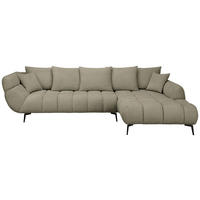 ECKSOFA 318/217 cm  in Bouclé Graubraun Zierkissen, Rückenkissen, Rücken echt  318/217 cm  - Graubraun/Schwarz, MODERN, Textil/Metall (318/217cm) - Carryhome