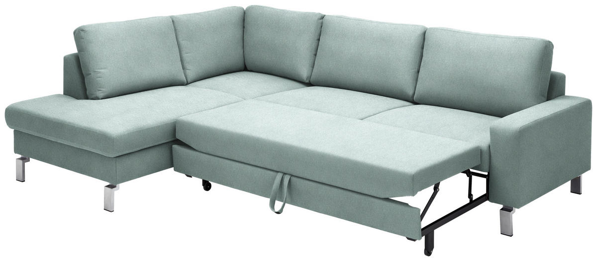 ECKSOFA in Flachgewebe Blaugrau  - Chromfarben/Blaugrau, Design, Textil/Metall (200/276cm) - Hom`in