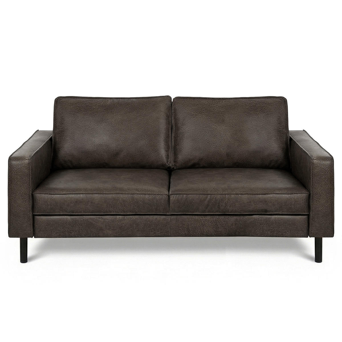 2-SITZER-SOFA  in Echtleder Fango   - Fango/Schwarz, Design, Leder/Metall (148/85/92cm) - Livetastic