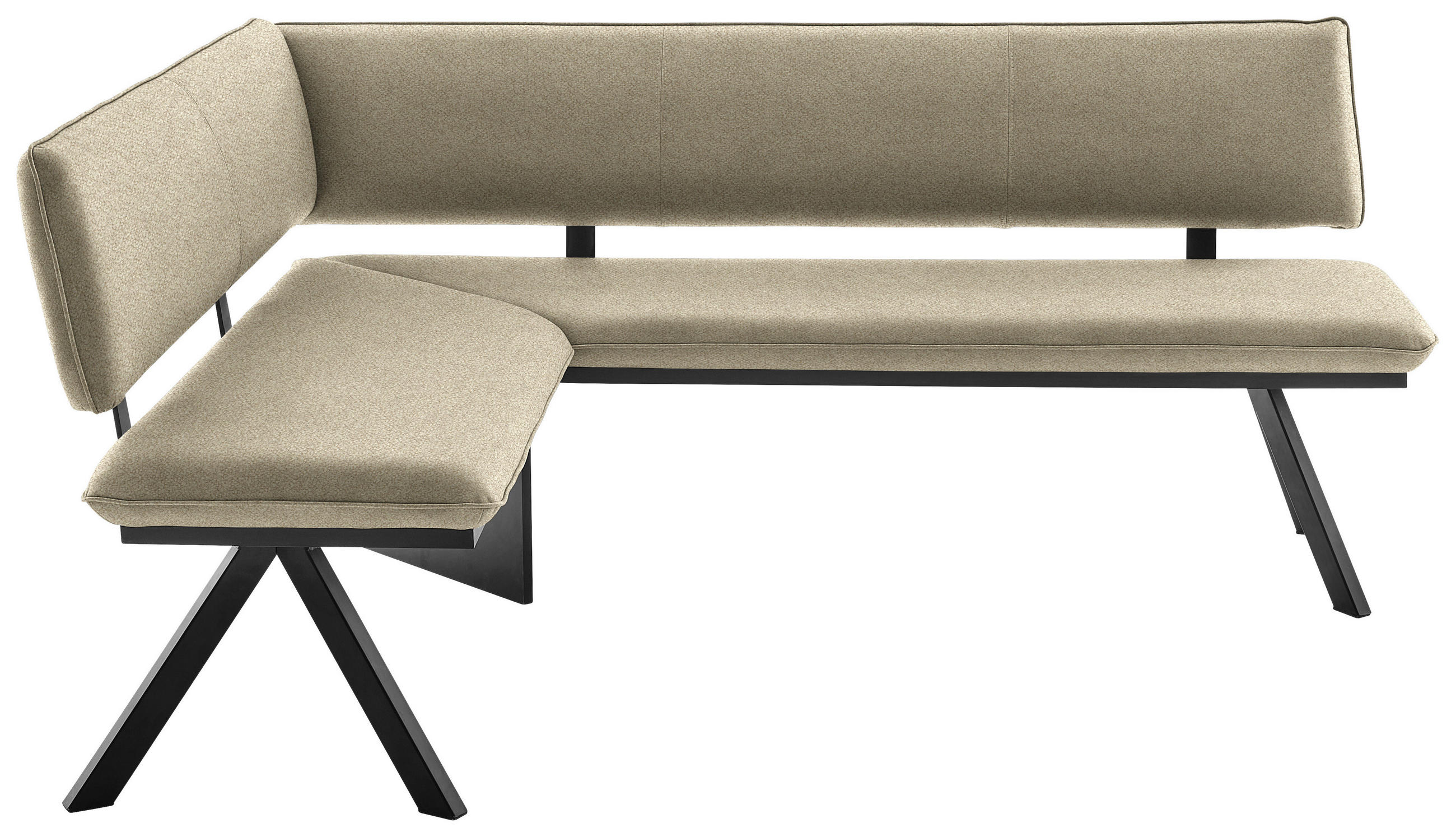 ECKBANK Metall, Textil Schwarz, Beige  - Beige/Schwarz, Modern, Textil/Metall (150/190cm) - Cantus