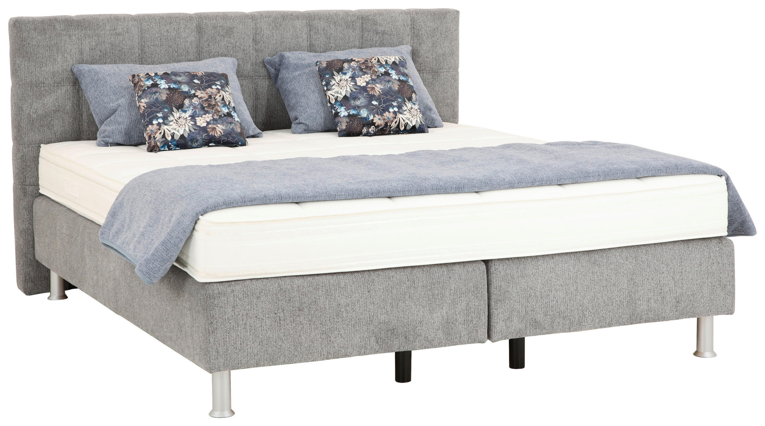 BOXSPRINGBETT 180/200 cm  in Grau  - Alufarben/Grau, Design, Kunststoff/Textil (180/200cm) - Beldomo - Sleep