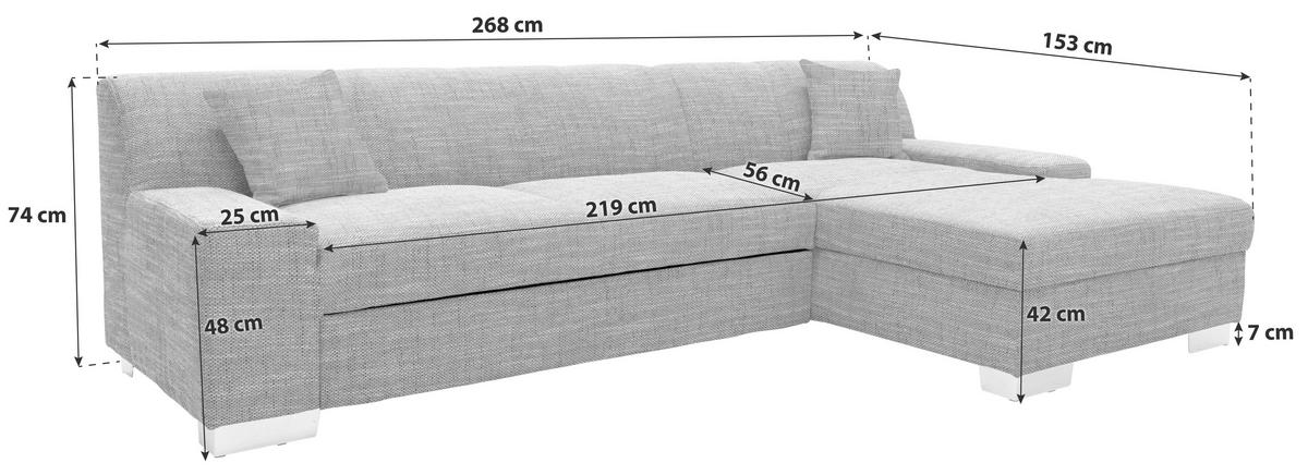 ECKSOFA Braun, Beige Webstoff  - Wengefarben/Beige, Design, Holz/Textil (268/153cm) - MID.YOU