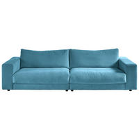 3-SITZER-SOFA in Cord Petrol  - Petrol/Schwarz, Design, Kunststoff/Textil (290/86/127cm) - Lomoco