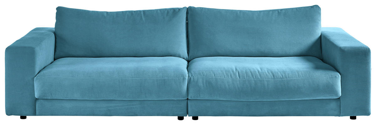 3-SITZER-SOFA in Cord Petrol  - Petrol/Schwarz, Design, Kunststoff/Textil (290/86/127cm) - Lomoco