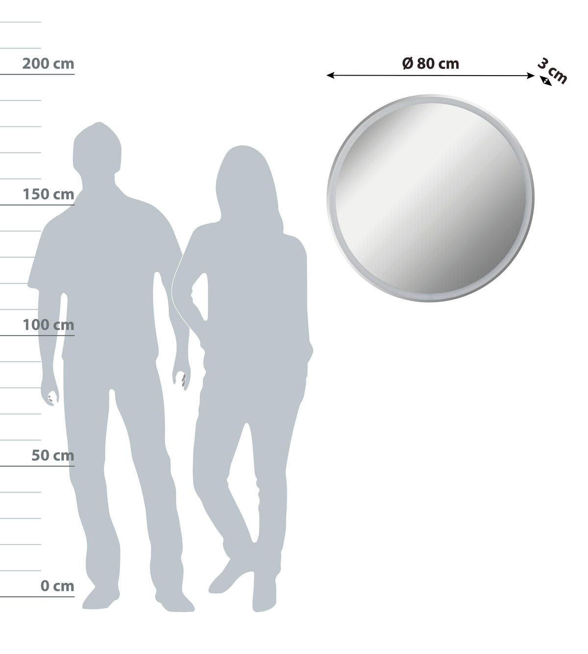 WANDSPIEGEL 80/80/3 cm  - Basics, Glas (80/80/3cm) - MID.YOU