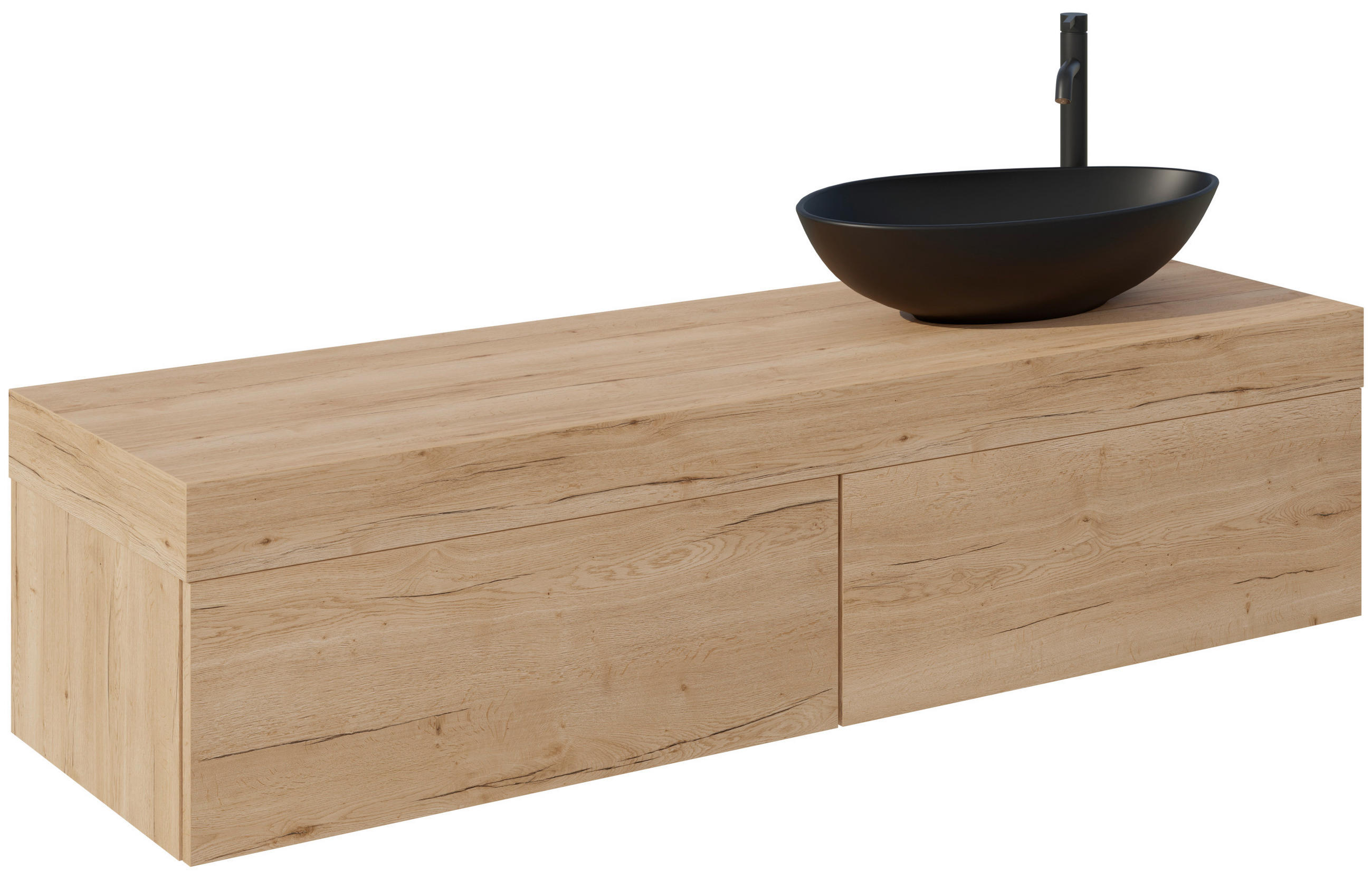 WASCHTISCHKOMBI 160 cm  - Eichefarben/Schwarz, MODERN, Keramik/Holzwerkstoff (160cm) - Celina Home