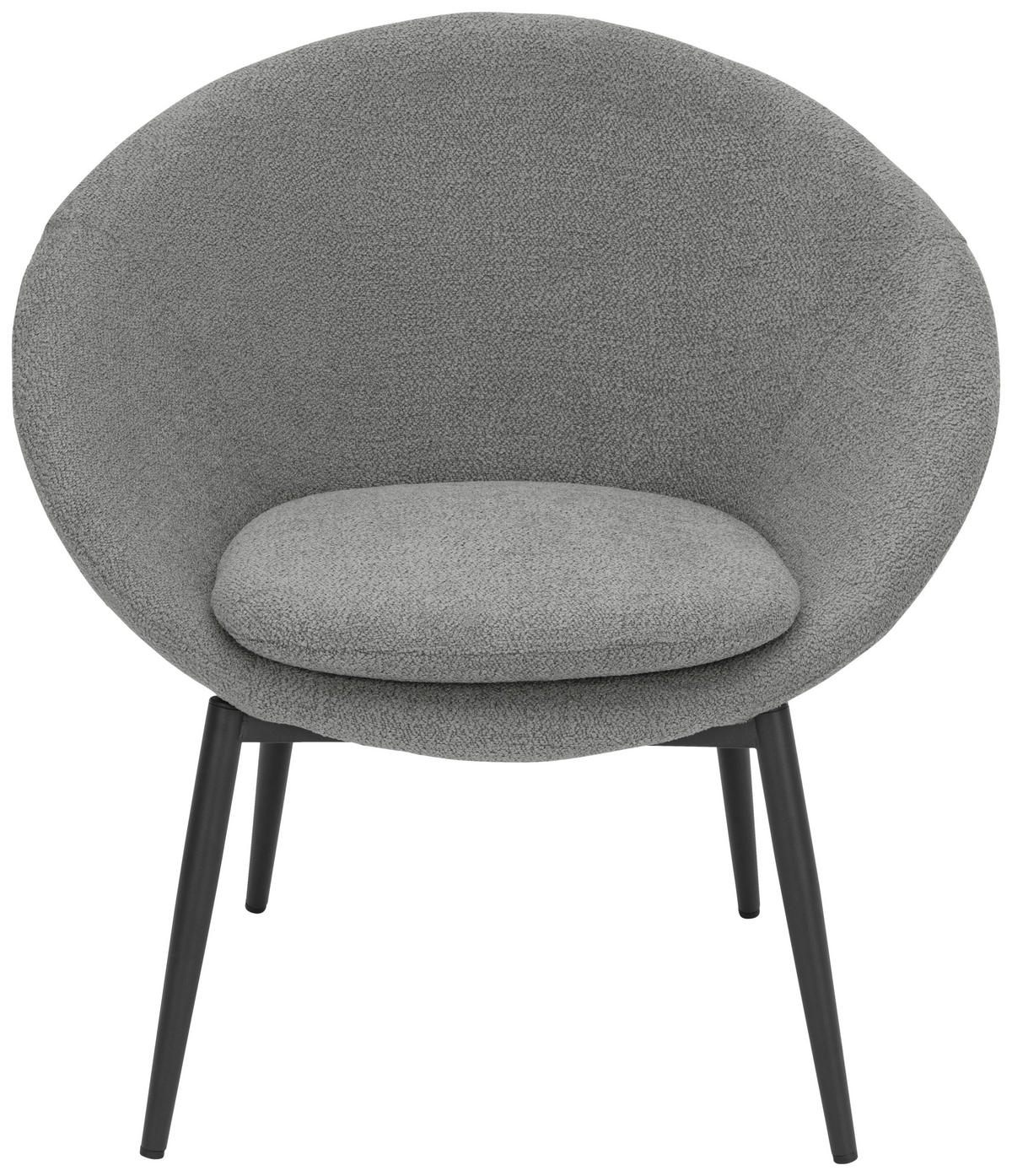 SESSEL in Bouclé Grau  - Schwarz/Grau, Design, Textil/Metall (77/77/64cm) - P & B
