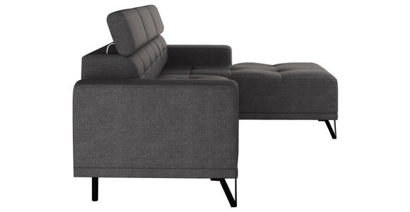 ECKSOFA Anthrazit Chenille - Anthrazit/Schwarz, KONVENTIONELL, Textil/Metall (264/178cm) - Hom`in