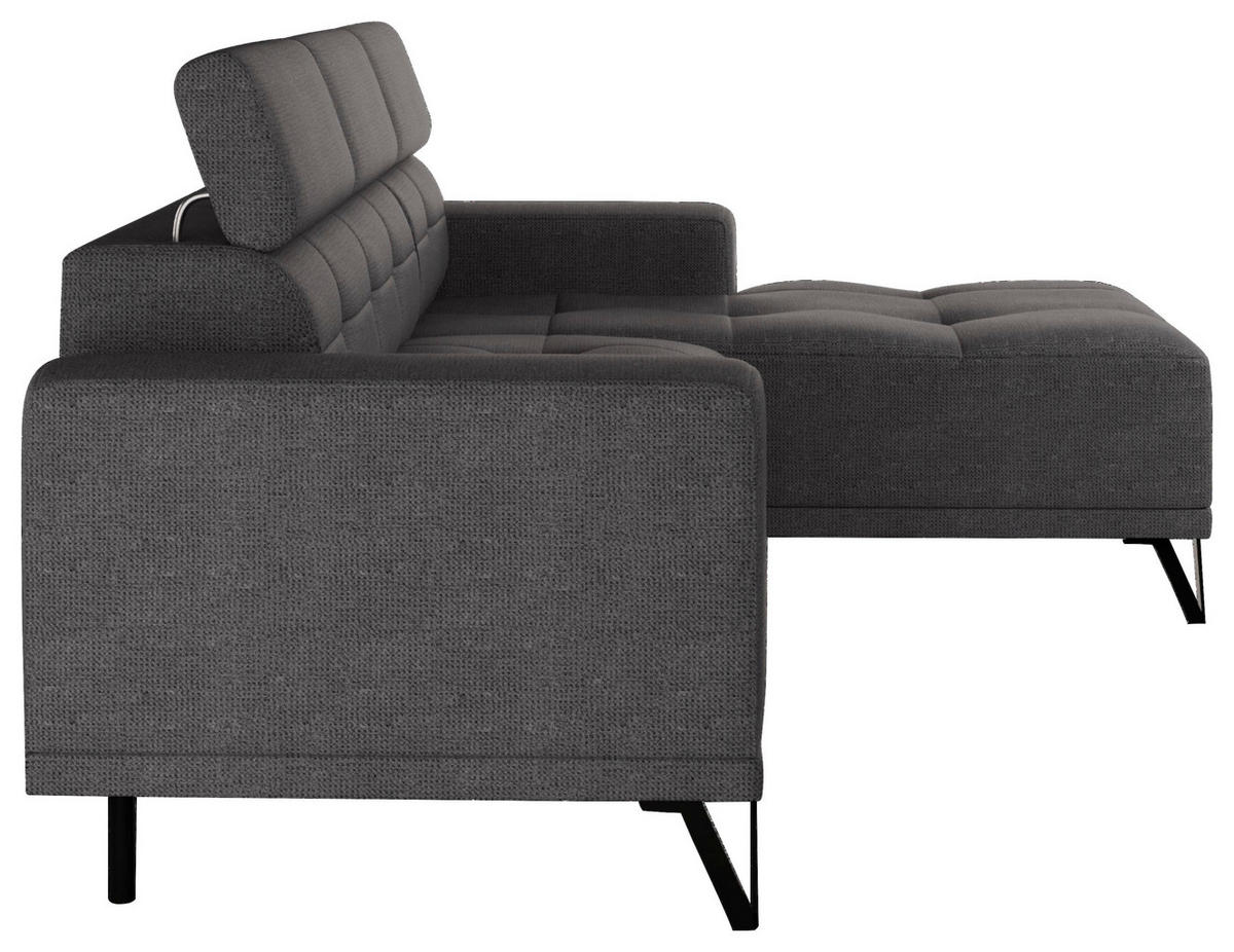 ECKSOFA Anthrazit Chenille  - Anthrazit/Schwarz, KONVENTIONELL, Textil/Metall (264/178cm) - Hom`in