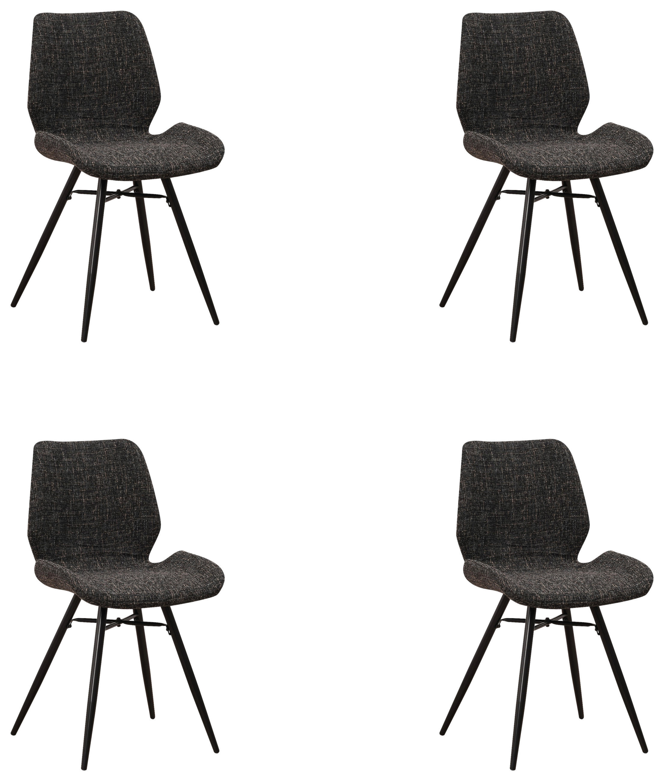 SADA STOLIČIEK 4 kus - čierna, Design, textil (47/82/55cm) - MID.YOU