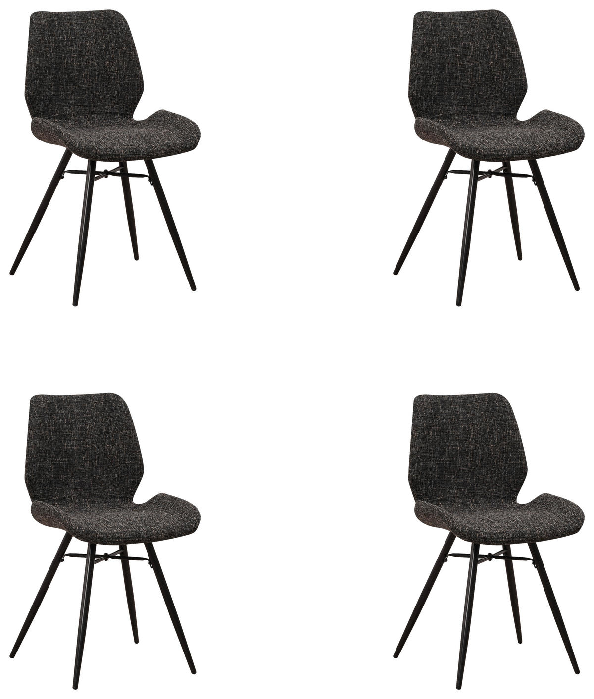 STUHL-SET 4 Stück , , Chenille  - Schwarz, Design, Textil (47/82/55cm) - MID.YOU