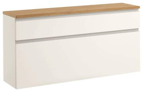 HÄNGESCHUHSCHRANK Balkeneiche furniert Silberfarben, Weiß, Eichefarben - Eichefarben/Silberfarben, Design, Holz/Holzwerkstoff (120/61/31cm)