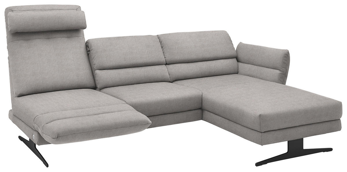 ECKSOFA in Flachgewebe Sandfarben  - Sandfarben/Schwarz, Design, Textil/Metall (279-327/176-217cm) - Dieter Knoll