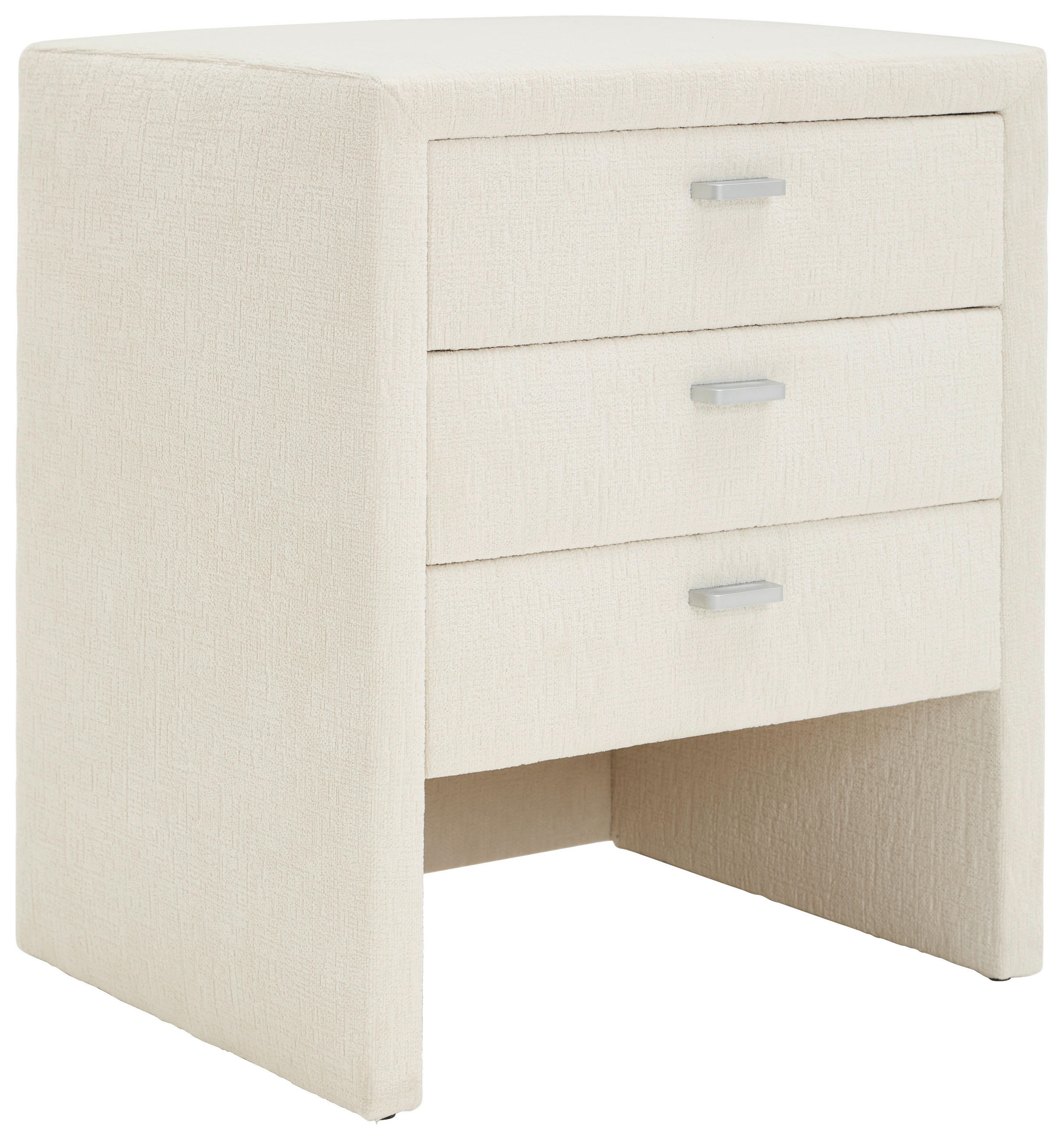 NACHTSCHRANK 48/55/40 cm  - Alufarben/Weiß, KONVENTIONELL, Textil/Metall (48/55/40cm) - Voleo