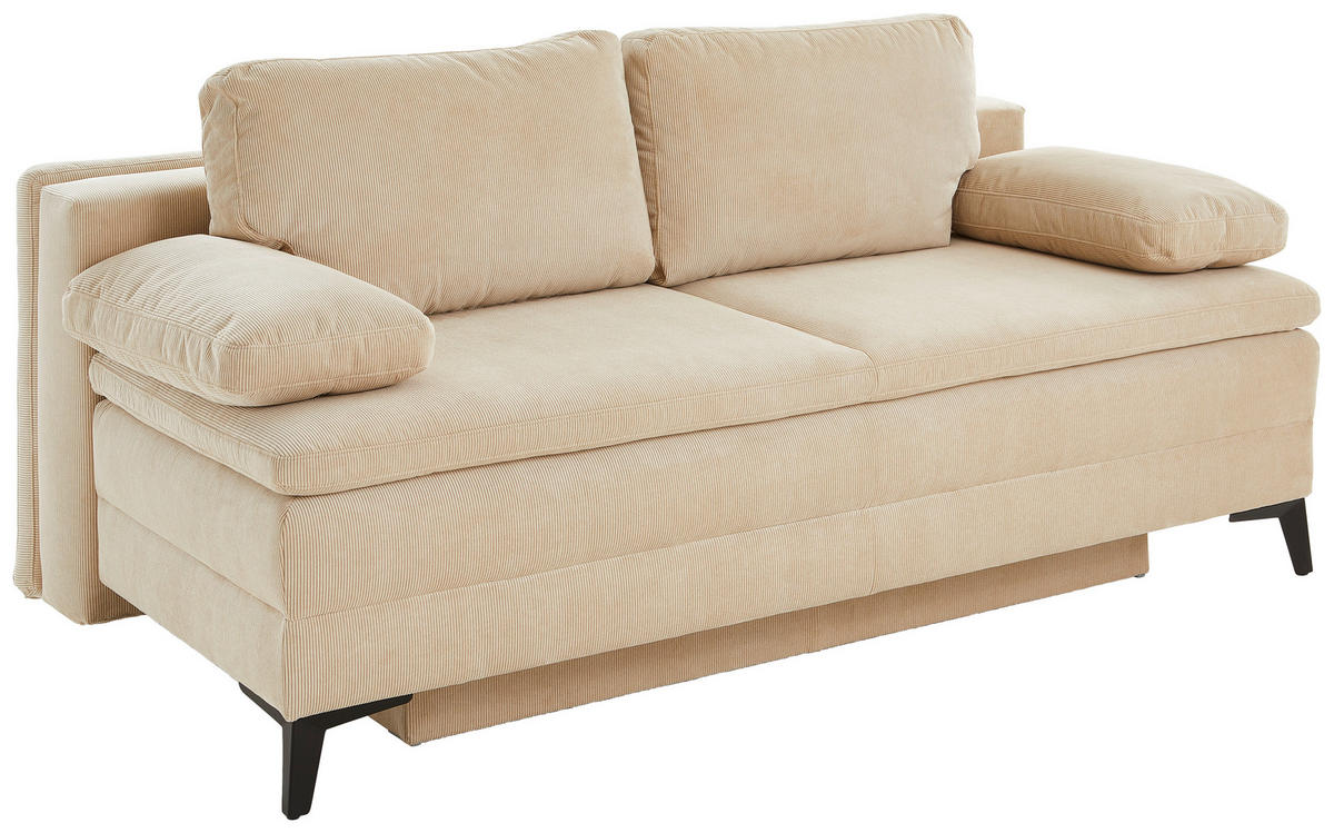 BOXSPRINGSOFA in Cord Beige  - Beige/Schwarz, Design, Textil/Metall (200/100/108cm) - Novel