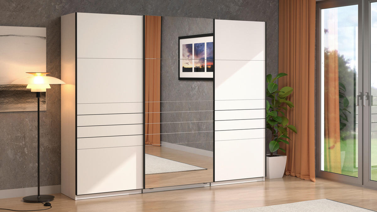 SKRIŇA S POS. DVER. – HOR.VED, biela, 270/217,5/61 cm - čierna/biela, Basics, kov/kompozitné drevo (270/217,5/61cm) - Xora