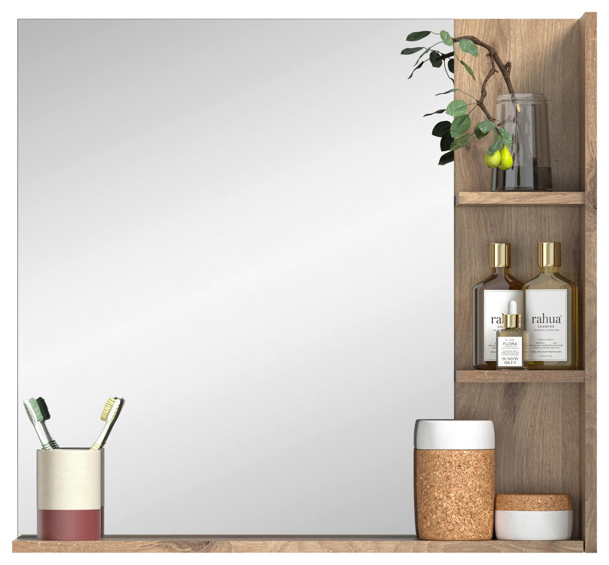 BADEZIMMER 3-teilig  in 140 cm  - Eichefarben/Weiß Hochglanz, MODERN, Glas/Keramik (140cm) - MID.YOU
