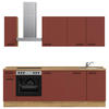 KÜCHENLEERBLOCK 240 cm   in Rot, Eichefarben  - Eichefarben/Rot, MODERN, Holzwerkstoff/Metall (240cm) - Nobilia