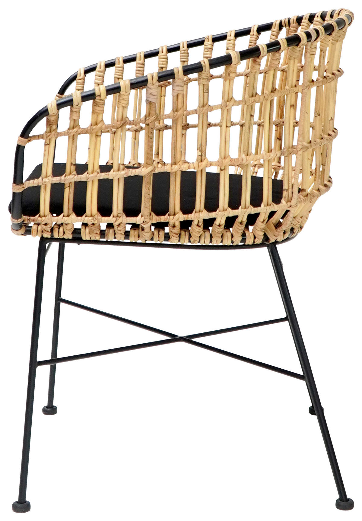 RATANOVÉ KŘESLO, přírodní materiály, přírodní barvy - černá/přírodní barvy, Natur, kov/textil (56/79/65cm) - Livetastic