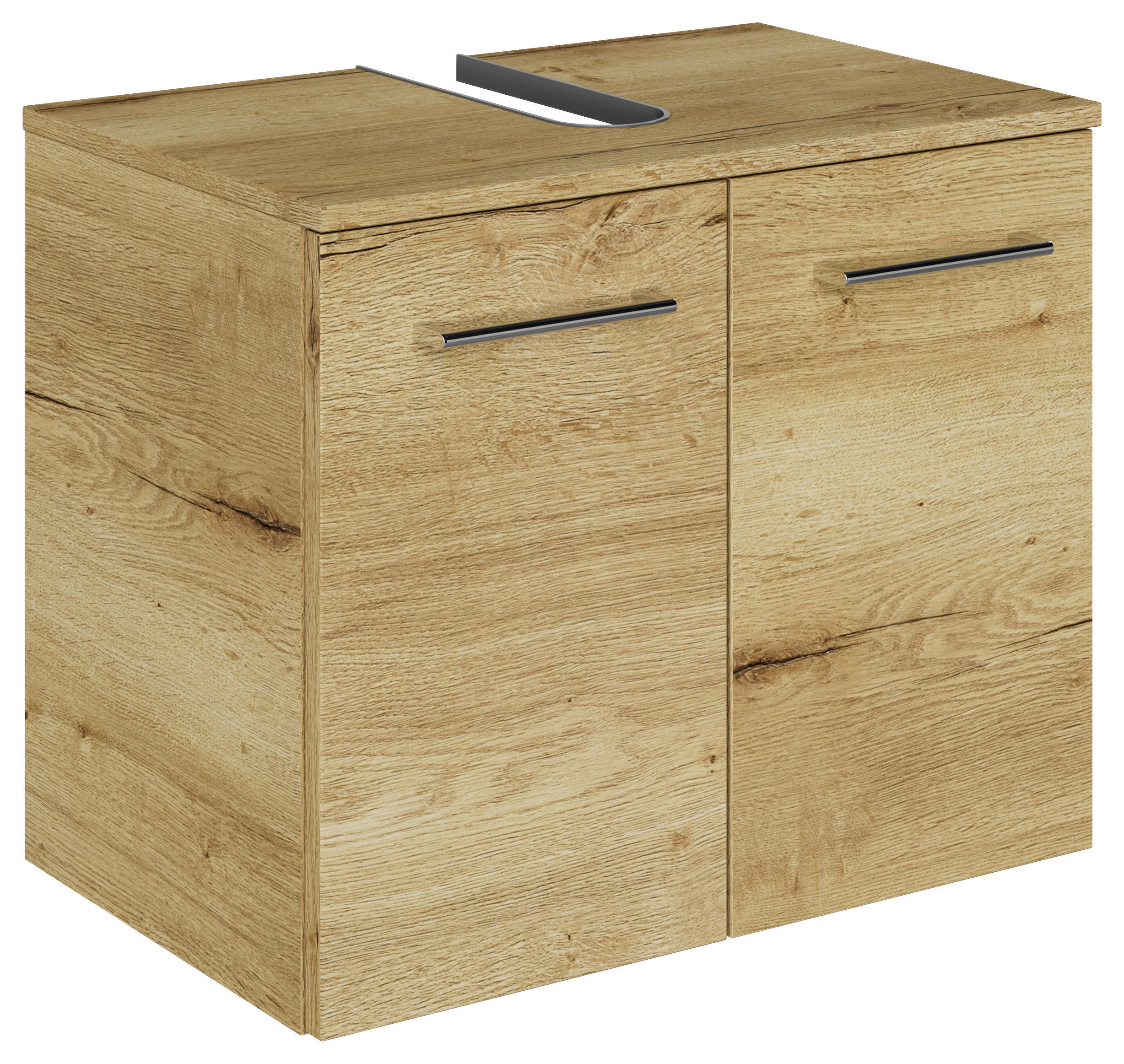 WASCHBECKENUNTERSCHRANK 60/49,8/38,3 cm  - Chromfarben/Wildeiche, KONVENTIONELL, Holzwerkstoff/Metall (60/49,8/38,3cm) - Sadena