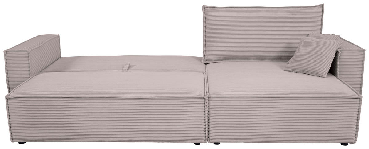 ECKSOFA inkl. Funktionen Hellgrau Cord  - Hellgrau/Schwarz, Design, Textil (267/141cm) - Xora