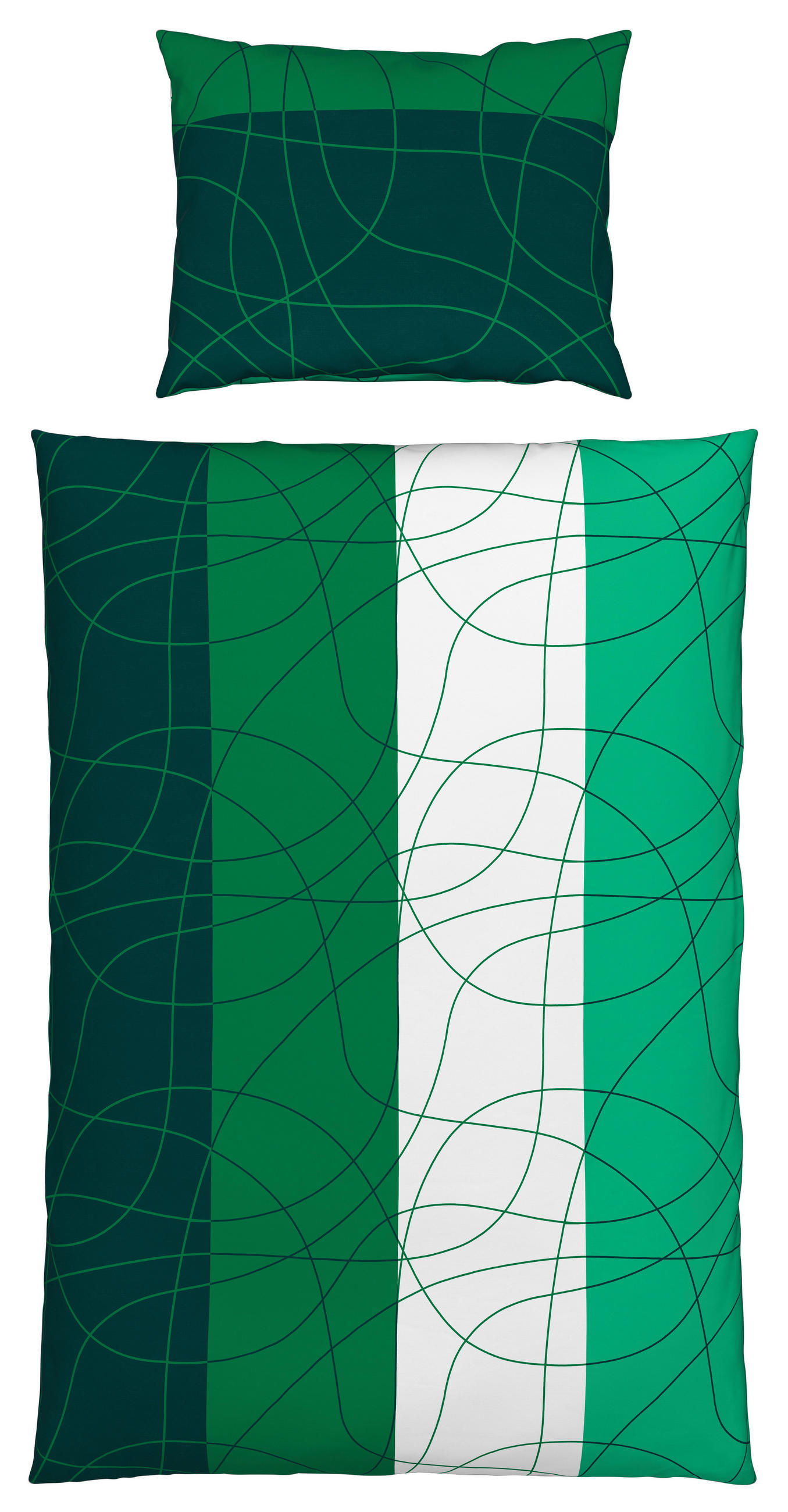 Cretonne Bettwäsche 140x200 cm Julia Baumwolle Grün/Weiß