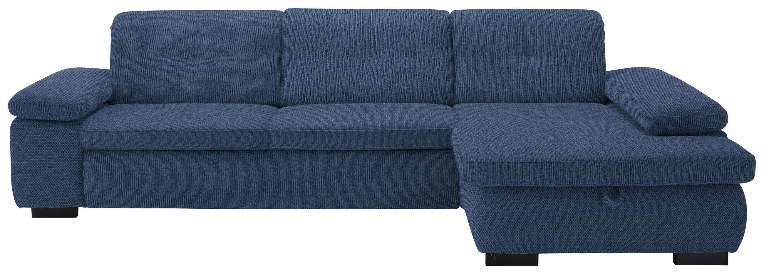 ECKSOFA in Flachgewebe Dunkelblau  - Schwarz/Dunkelblau, Design, Textil/Metall (297/174cm) - Beldomo Style