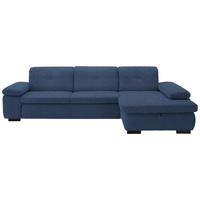 ECKSOFA in Flachgewebe Dunkelblau  - Schwarz/Dunkelblau, Design, Textil/Metall (297/174cm) - Beldomo Style