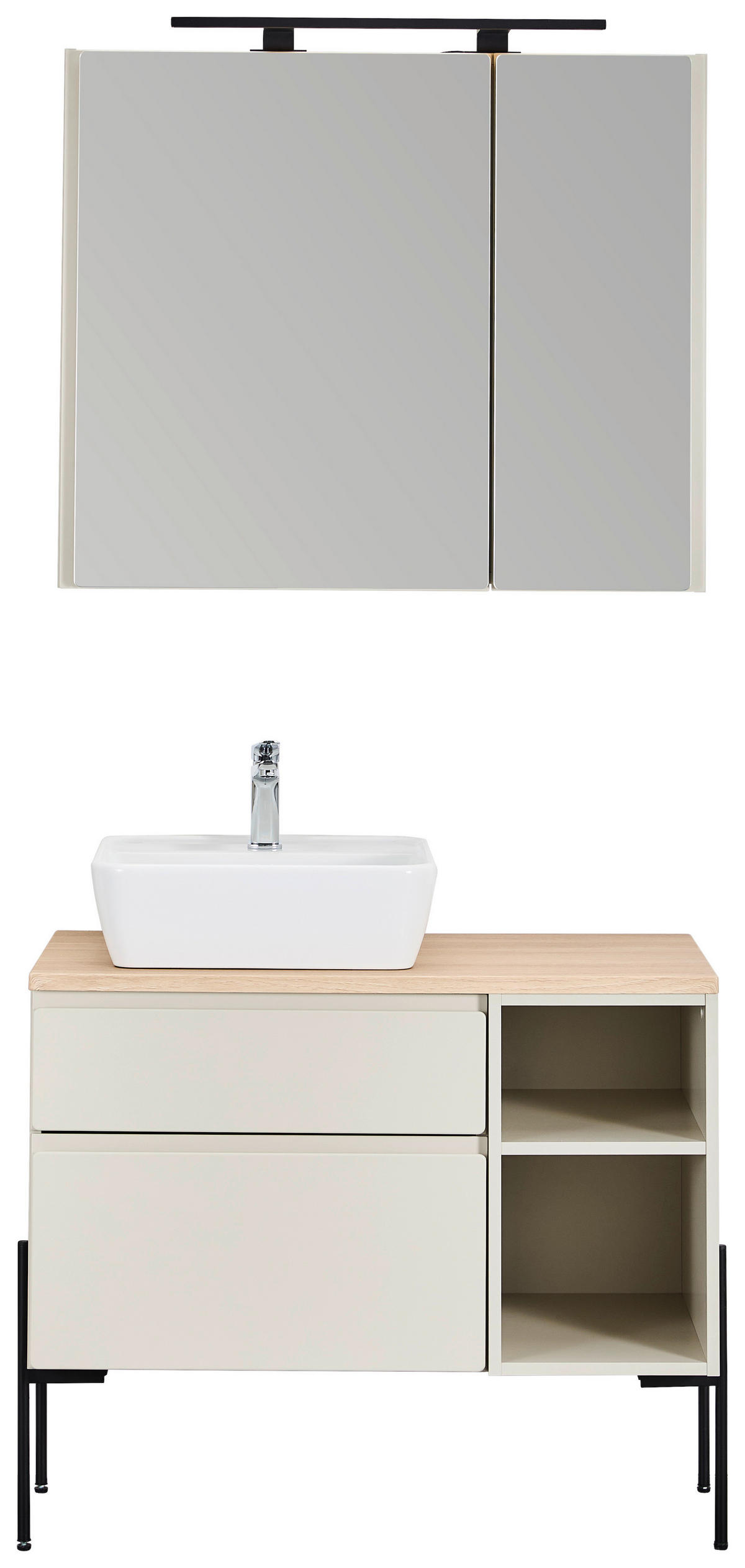 WASCHBECKENUNTERSCHRANK 90/51/47 cm  - Greige/Eichefarben, MODERN, Holzwerkstoff (90/51/47cm) - Welnova