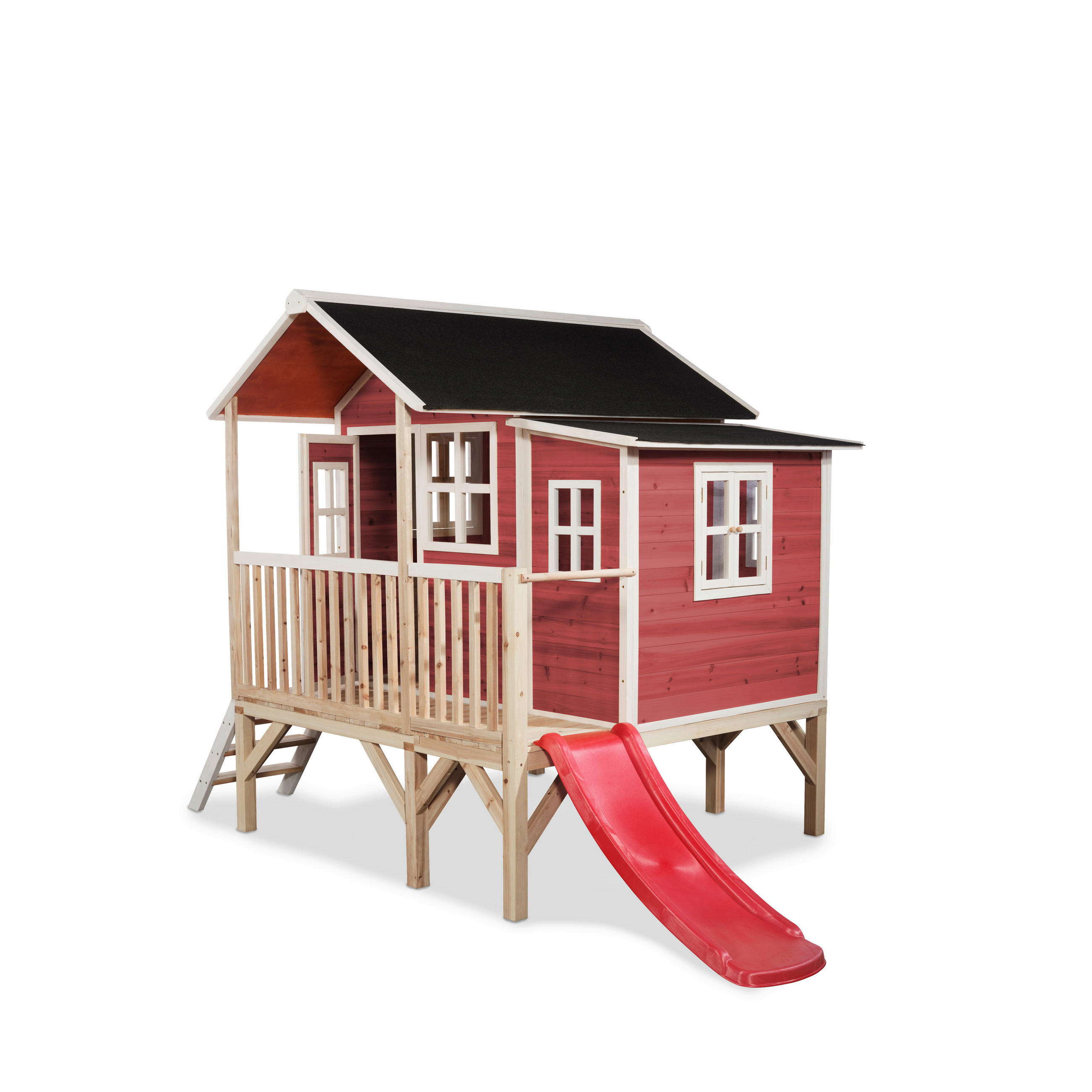 SPIELHAUS  - Rot, KONVENTIONELL, Holz (322/190/215cm) - EXIT Toys