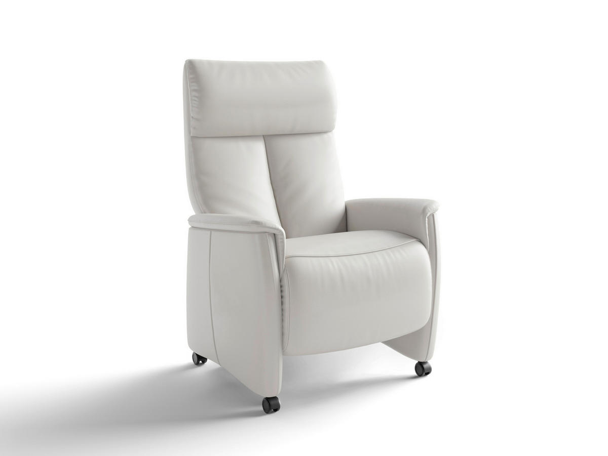 RELAXSESSEL in Leder Weiß  - Schwarz/Weiß, Basics, Leder/Kunststoff (76/119/84cm) - Sit & More