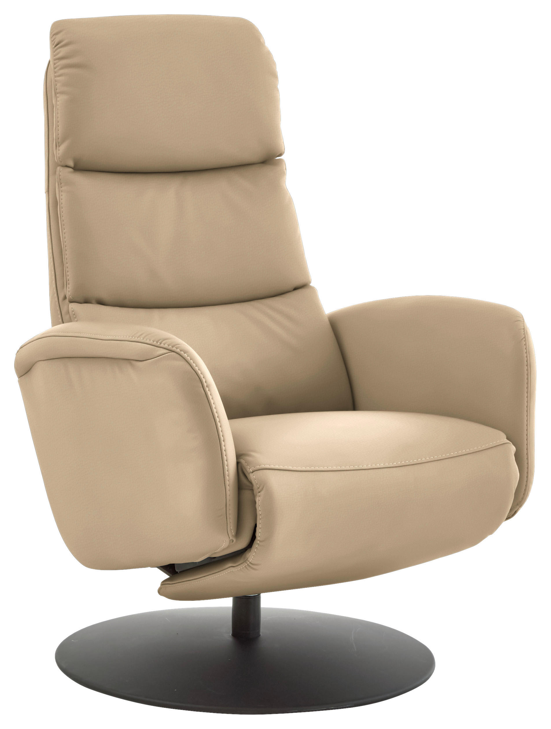 RELAXSESSEL in Leder Beige  - Beige/Schwarz, Design, Leder/Metall (76/108/86cm) - Dieter Knoll