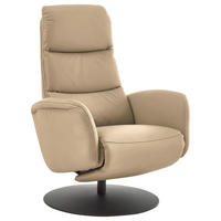 RELAXSESSEL in Leder Beige  - Beige/Schwarz, Design, Leder/Metall (76/108/86cm) - Dieter Knoll