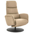 RELAXSESSEL in Leder Beige  - Beige/Schwarz, Design, Leder/Metall (76/108/86cm) - Dieter Knoll