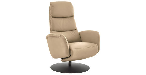 RELAXSESSEL in Leder Beige  - Beige/Schwarz, Design, Leder/Metall (76/108/86cm) - Dieter Knoll