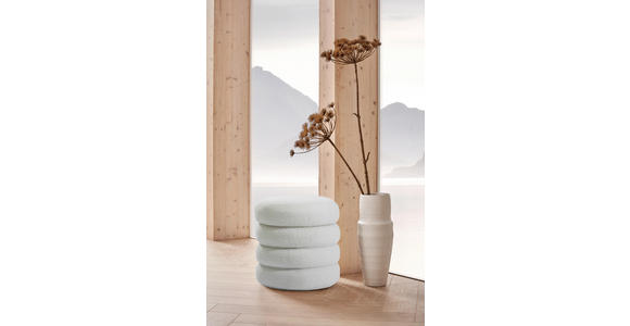 HOCKER in Textil Weiß  - Hellgrau/Weiß, Trend, Textil (41/42/41cm) - Xora