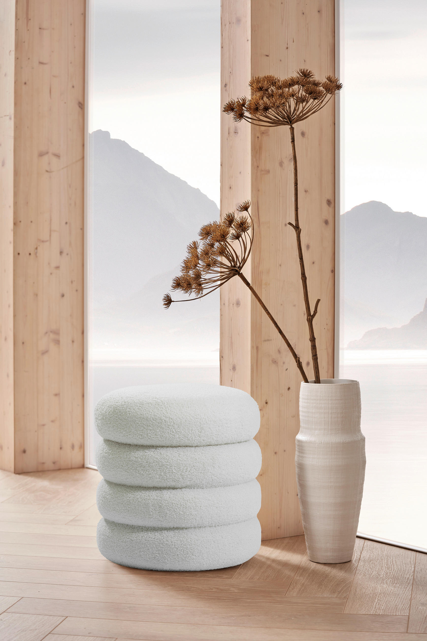 TABURETKA, textil, 41/42/41 cm - biela/svetlosivá, Trend, textil (41/42/41cm) - Xora