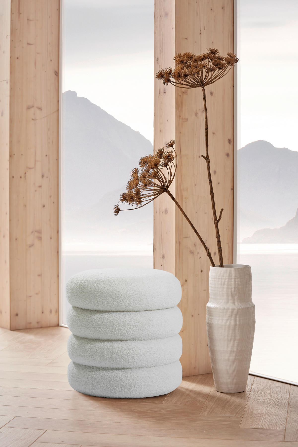 TABURET, textil, 41/42/41 cm - bílá/světle šedá, Trend, textil (41/42/41cm) - Xora