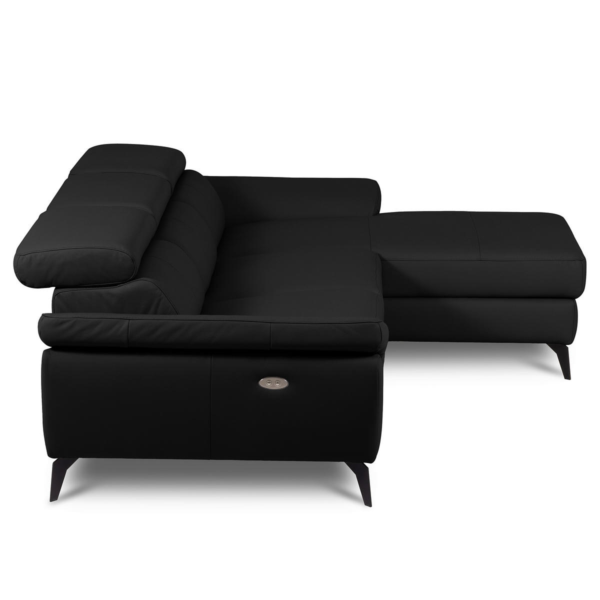 ECKSOFA  in Lederlook Echtleder Schwarz  252/179 cm  - Schwarz, Design, Leder/Textil (252/179cm) - Livetastic