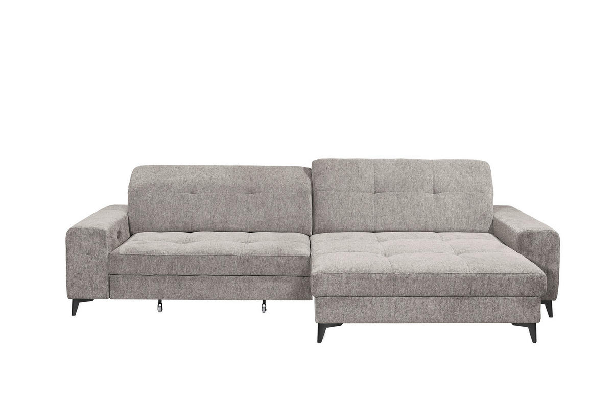ECKSOFA SORELLA in Mikrovelours Taupe Kopfteilverstellung, Sitztiefenverstellung  328/182 cm  - Taupe/Schwarz, Design, Kunststoff/Textil (328/182cm) - MID.YOU