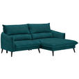 ECKSOFA Petrol Velours  - Petrol/Schwarz, Design, Holz/Textil (238/170cm) - Carryhome